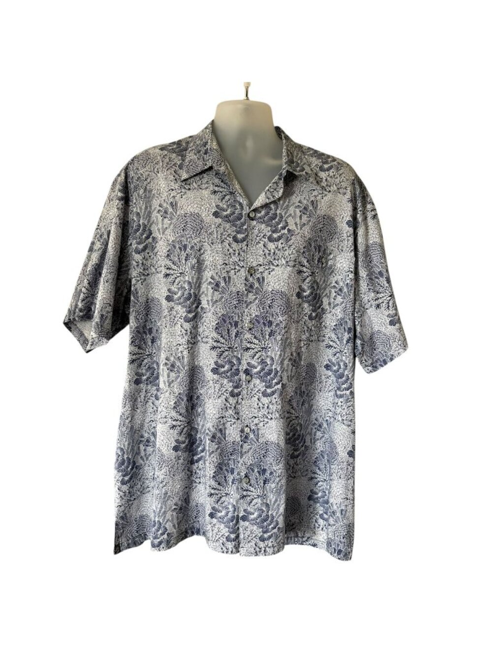 Tori Richard Mens Short Sleeve Floral Hawaiian Casual Shirt 2XT Blue